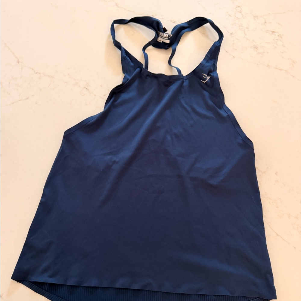 Gymshark XS Navy Strappy Racerback Workout Tank Top Athletic Activewear
